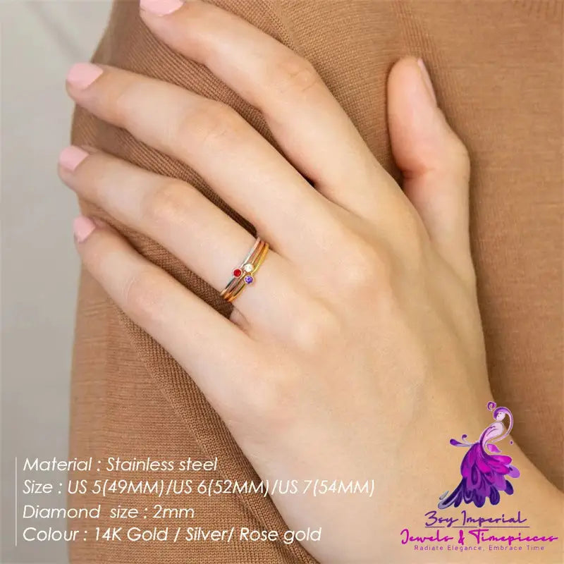 Stainless Steel Ring Female Simple Niche Diamond-studded