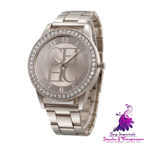 Steel Strip Diamond Quartz Watch