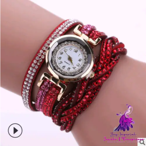 Twisted PU Belt Diamond Women’s Watch