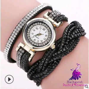 Twisted PU Belt Diamond Women’s Watch