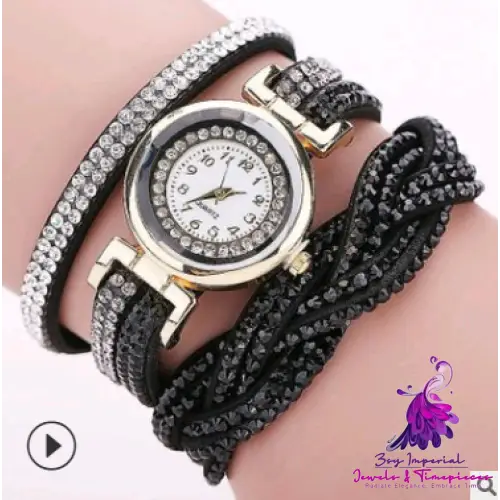 Twisted PU Belt Diamond Women’s Watch