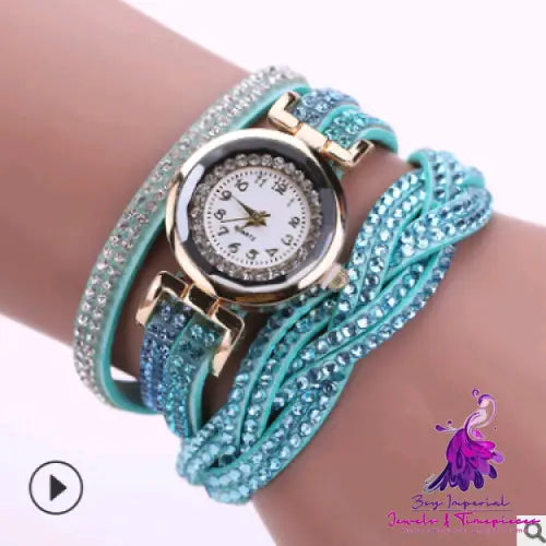 Twisted PU Belt Diamond Women’s Watch