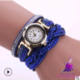 Twisted PU Belt Diamond Women’s Watch