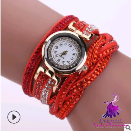 Twisted PU Belt Diamond Women’s Watch