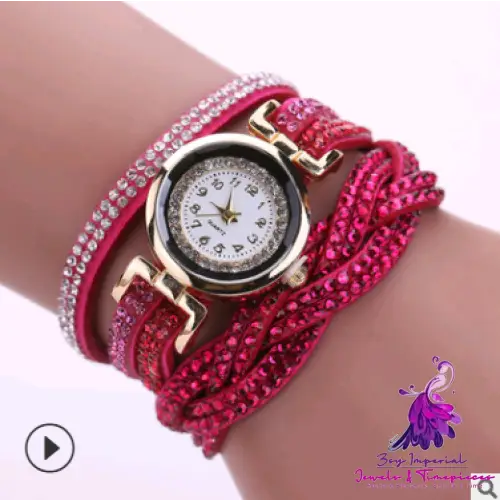 Twisted PU Belt Diamond Women’s Watch