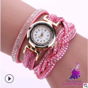 Twisted PU Belt Diamond Women’s Watch