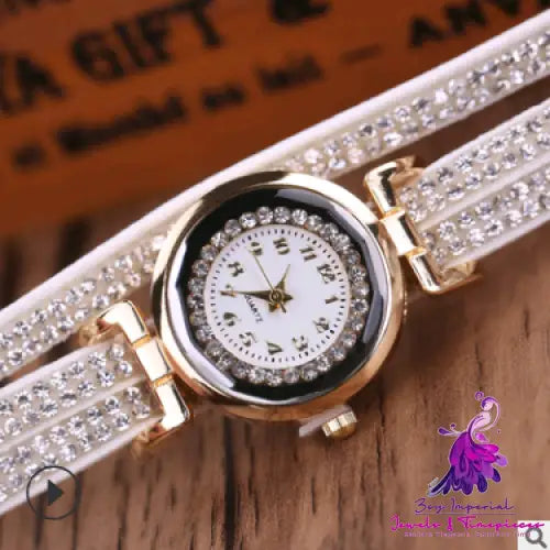 Twisted PU Belt Diamond Women’s Watch