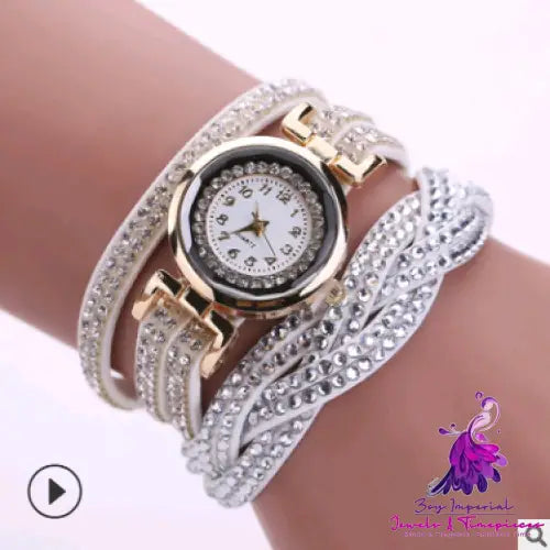 Twisted PU Belt Diamond Women’s Watch