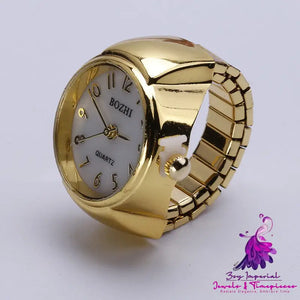 Gold White Digital Fashion Disc Ring Watch