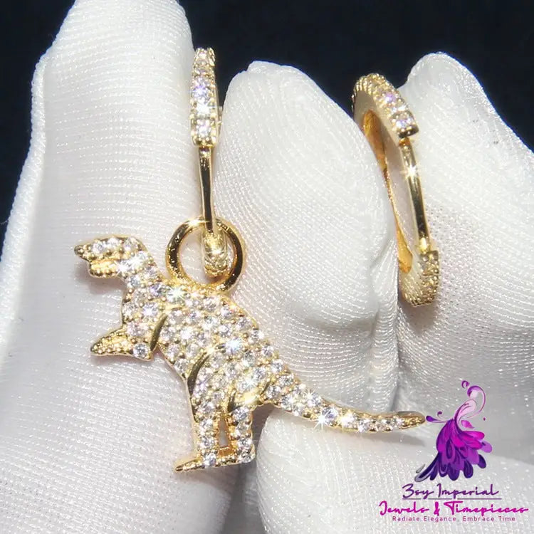 Big S925 Pure Silver Dinosaur Earrings