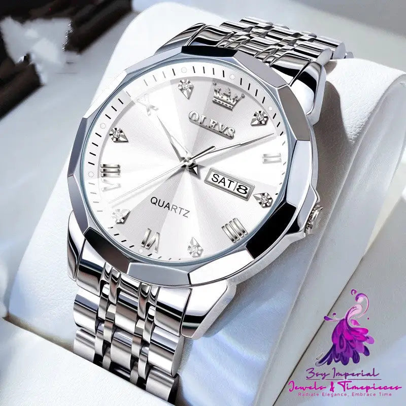 Roman Scale Double Calendar Waterproof Watch