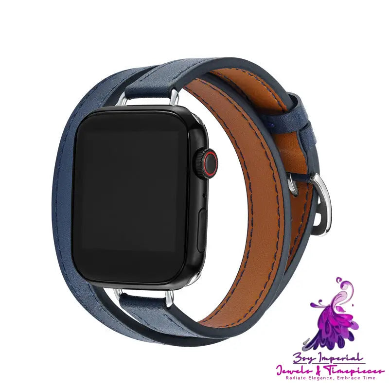 Leather Double Circle Watch Strap