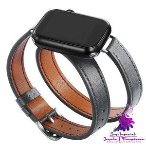 Leather Double Circle Watch Strap