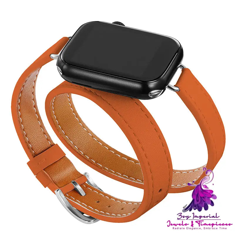 Leather Double Circle Watch Strap