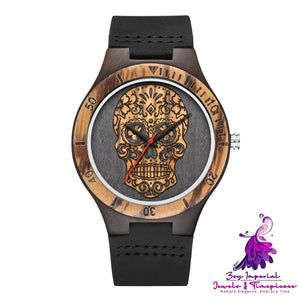 Skull Wooden Double Color Quartz Watch