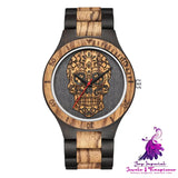 Skull Wooden Double Color Quartz Watch