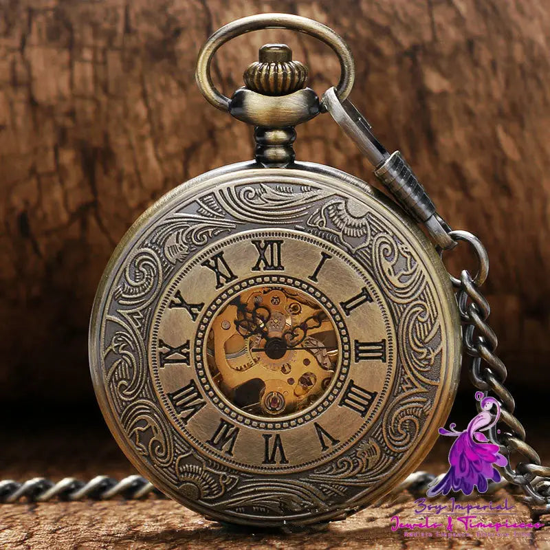 Double Display Roman Mechanical Pocket Watch