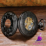 Double Display Roman Mechanical Pocket Watch