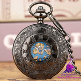 Double Display Roman Mechanical Pocket Watch