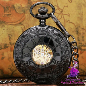 Double Display Roman Mechanical Pocket Watch