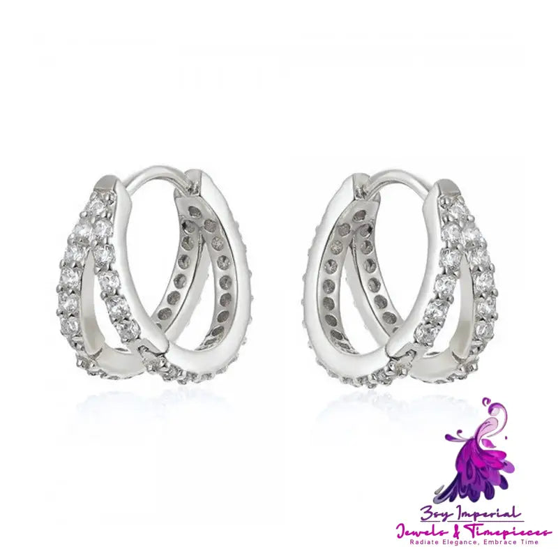 Double Layer Zircon Earrings