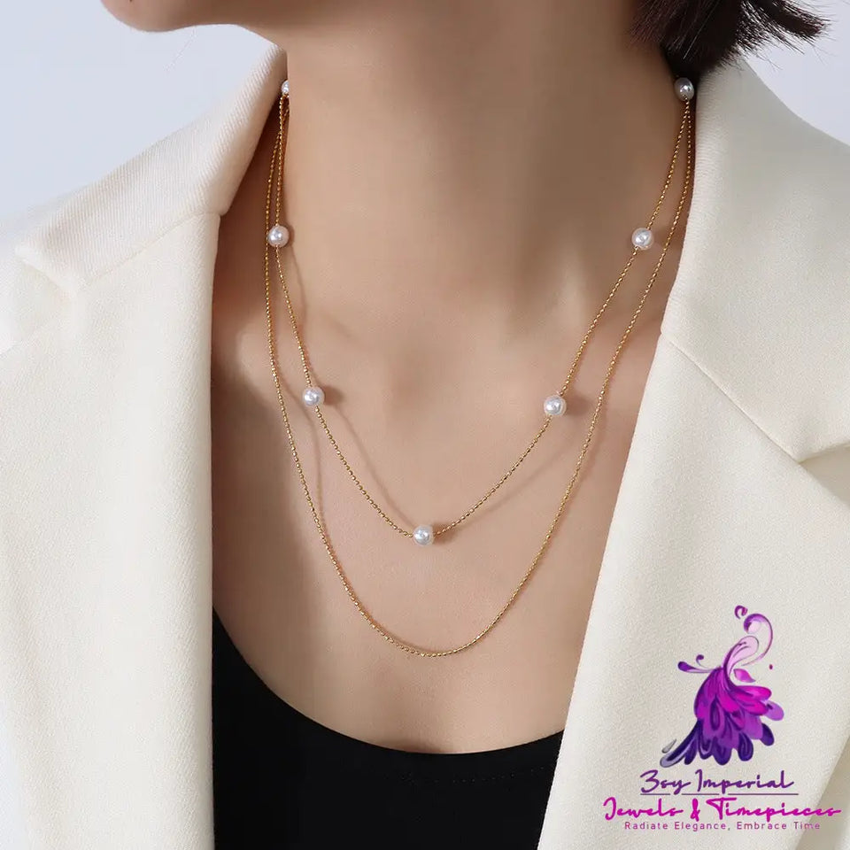 Double Layer Titanium Steel Fashion Necklace for Women