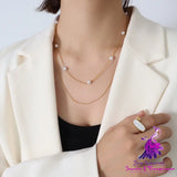 Double Layer Titanium Steel Fashion Necklace for Women