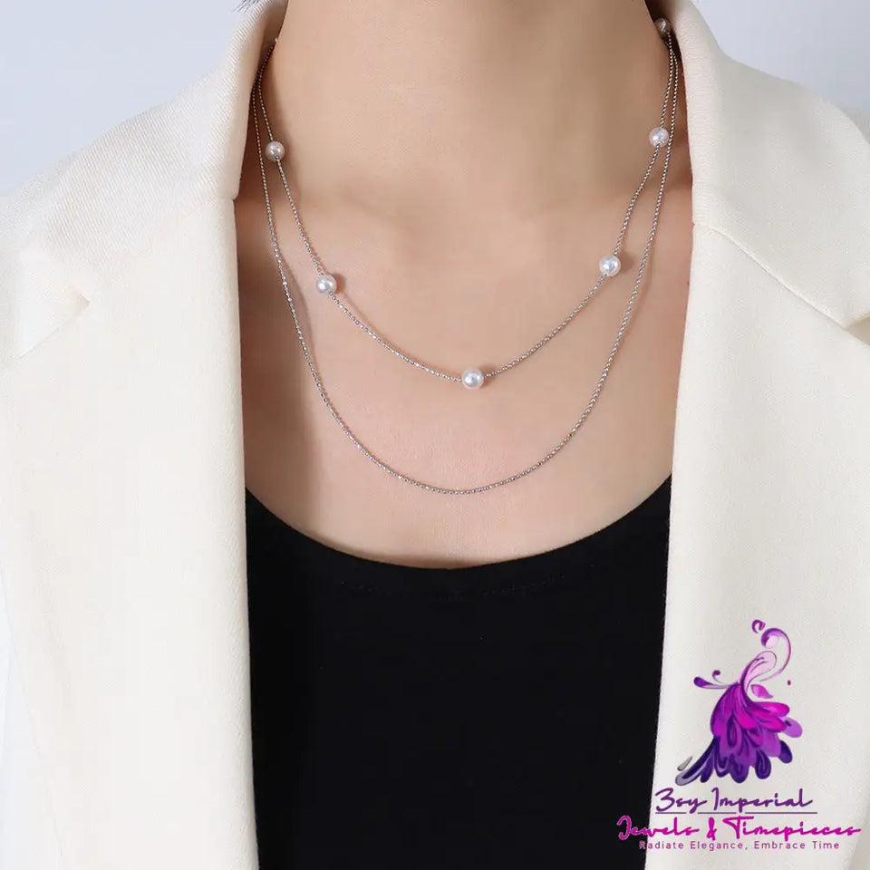 Double Layer Titanium Steel Fashion Necklace for Women