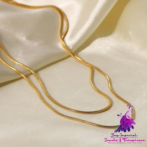 Double Layer Herringbone Chain Necklace