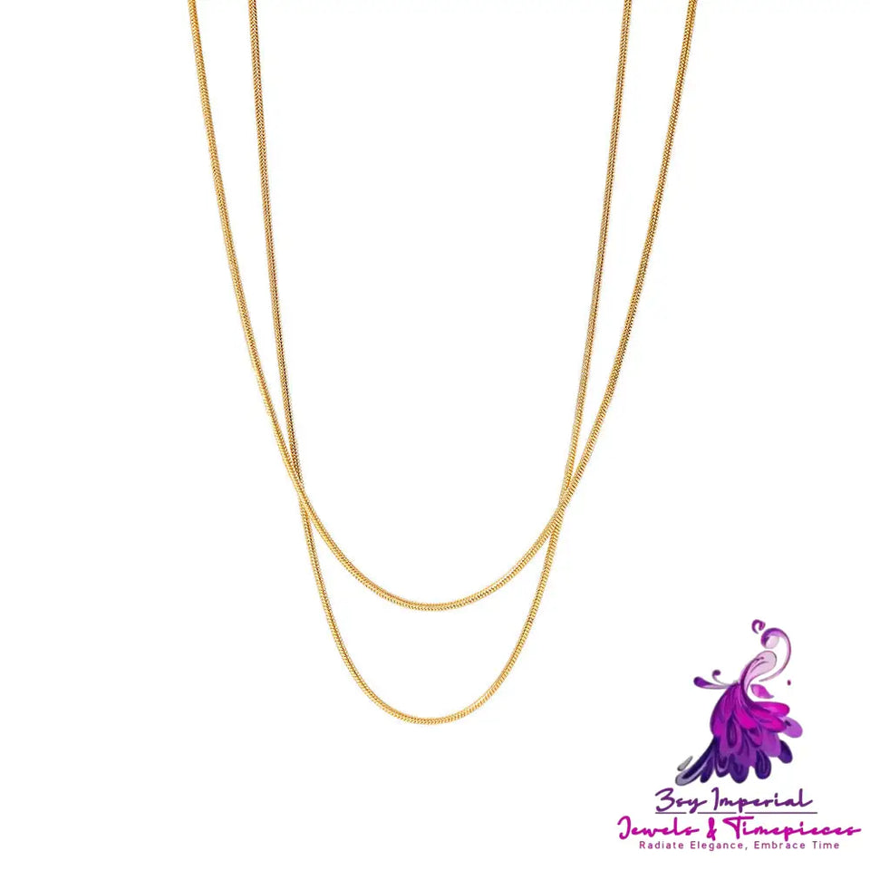 Double Layer Herringbone Chain Necklace