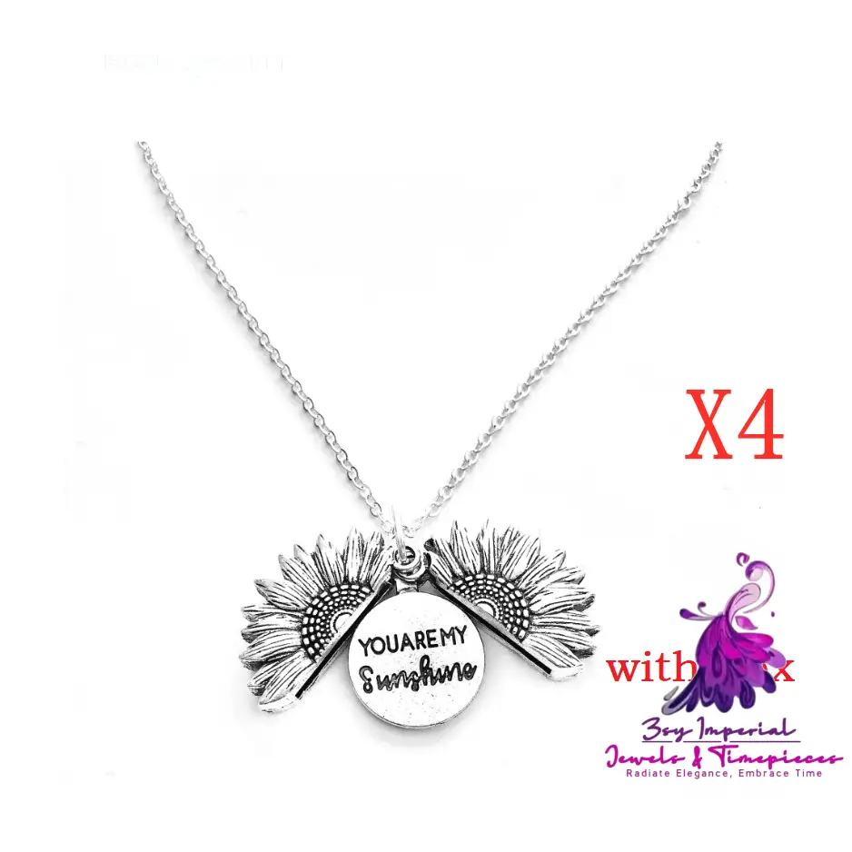 Double Lettering Sunflower Necklace