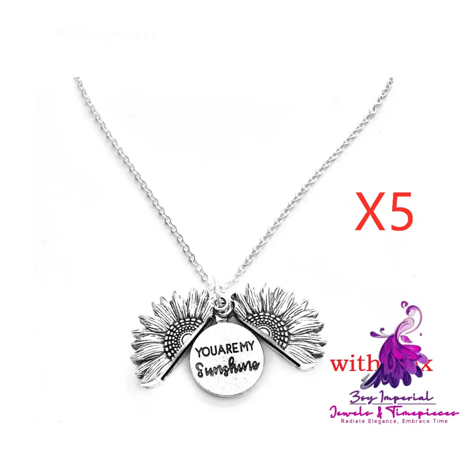 Double Lettering Sunflower Necklace