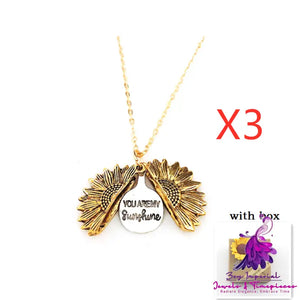 Double Lettering Sunflower Necklace