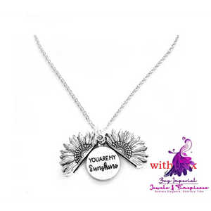 Double Lettering Sunflower Necklace