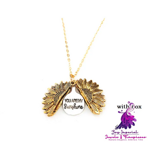 Double Lettering Sunflower Necklace