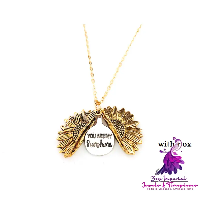 Double Lettering Sunflower Necklace