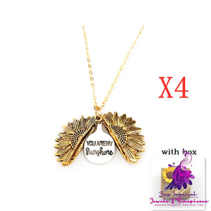 Double Lettering Sunflower Necklace