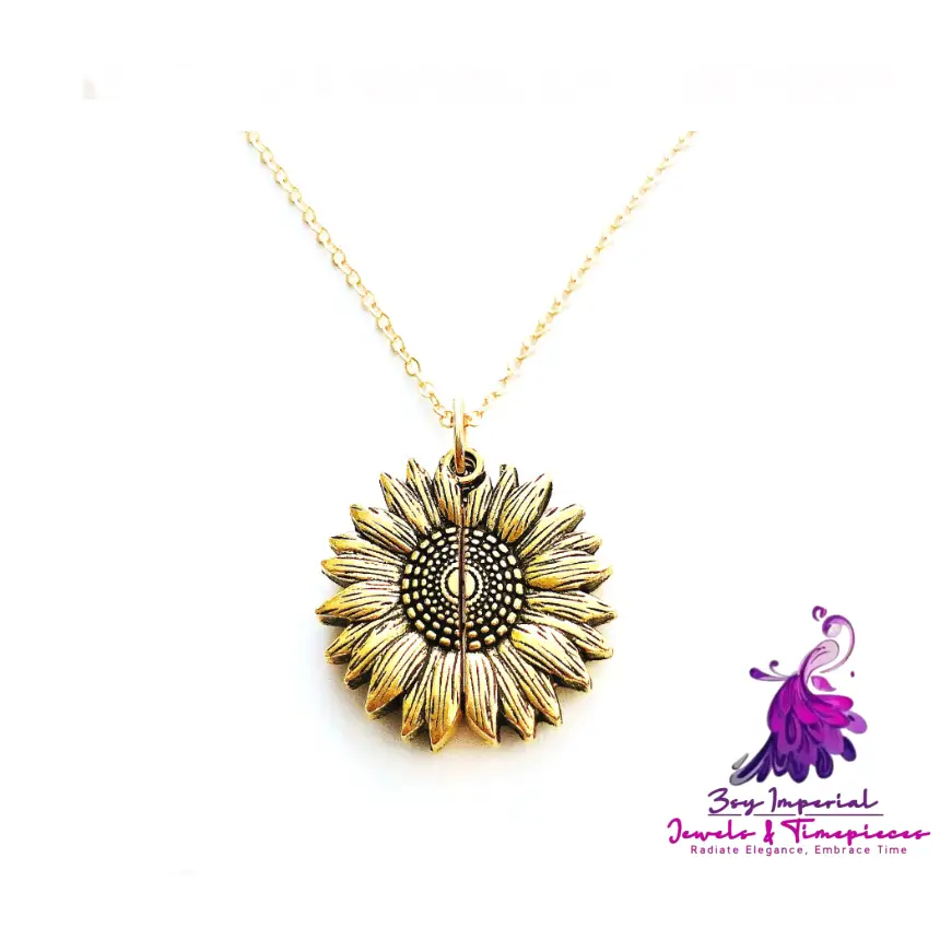 Double Lettering Sunflower Necklace