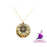 Double Lettering Sunflower Necklace