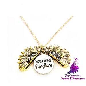 Double Lettering Sunflower Necklace