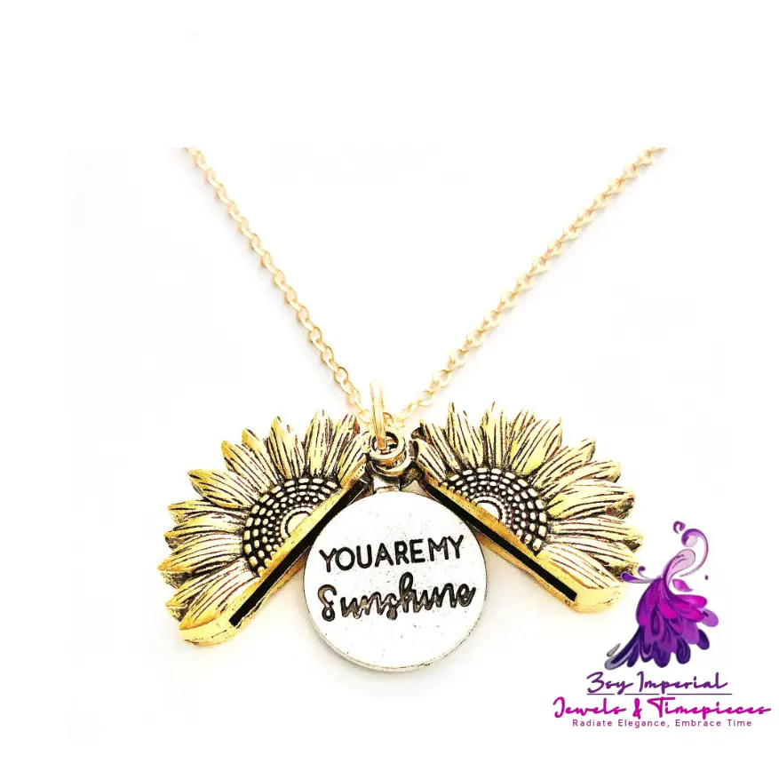 Double Lettering Sunflower Necklace