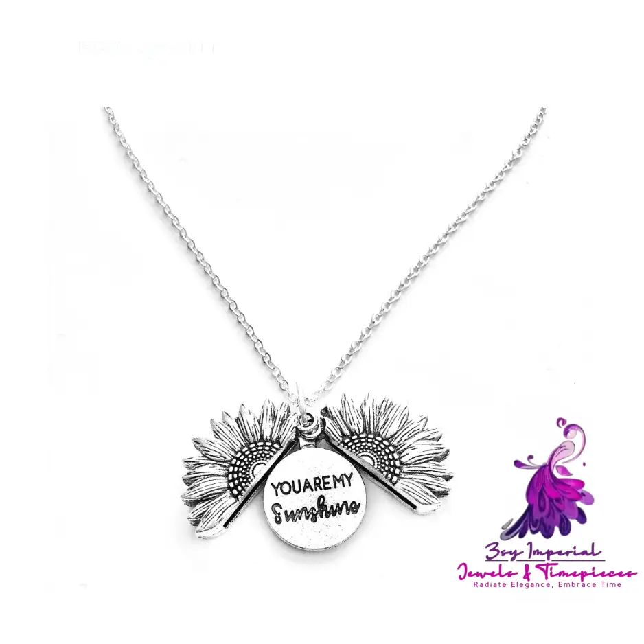 Double Lettering Sunflower Necklace