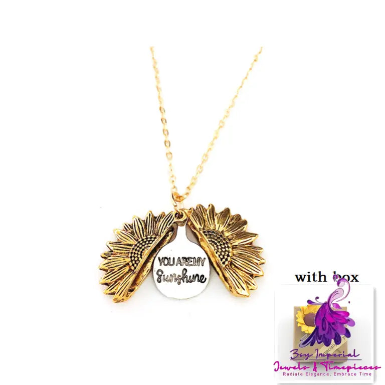 Double Lettering Sunflower Necklace