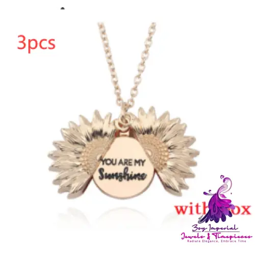 Double Lettering Sunflower Necklace