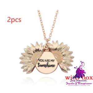 Double Lettering Sunflower Necklace