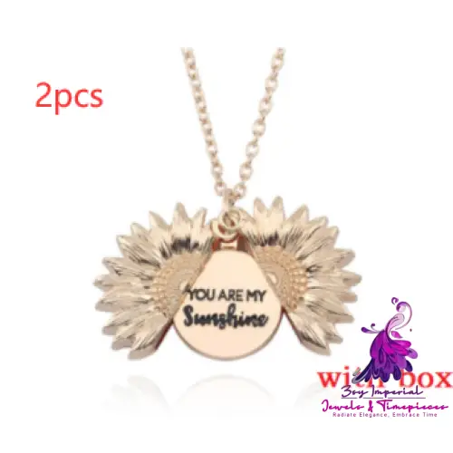 Double Lettering Sunflower Necklace