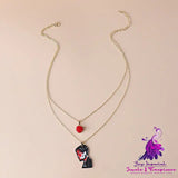 Revenge Rose Face Double Necklace