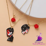 Revenge Rose Face Double Necklace