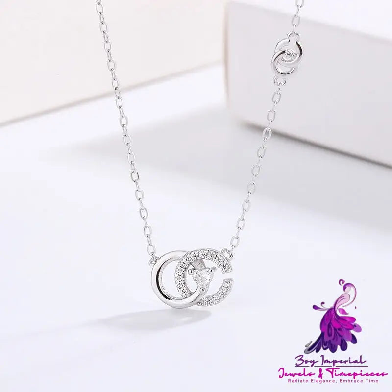 Sterling Silver Double C Necklace