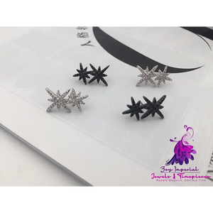 Double M Word Octagon Star Stud Earrings